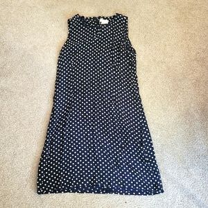 Vintage 80s Liz Claiborne Dress Navy Blue with Polka Dots